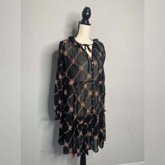 NWT Johnny Was Jackie Mini Long Sleeve Sheer Dress - Picture 6 of 16